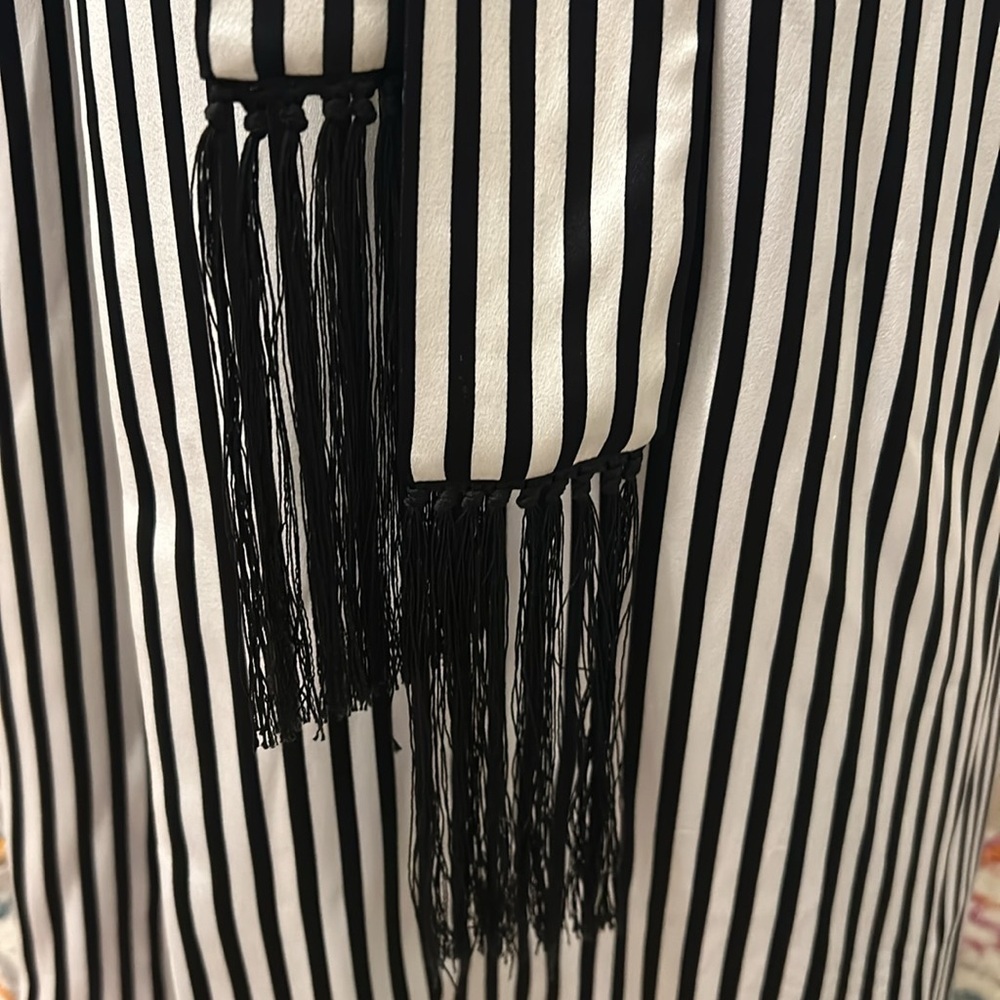 Ralph Lauren $2890 Purple Label Black and White Stripe Kalpita Coat Size 10 - Picture 14 of 15